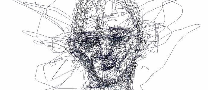 Brittiläinen maalari piirtää ... silmillään