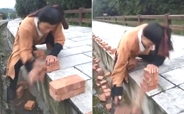 Kung fu-mestari on saavuttanut ennätyksen murtuessaan tiilet paljain käsin.