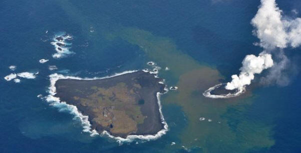 Boninin saaristossa vulkaaninen saari söi naapurinsa