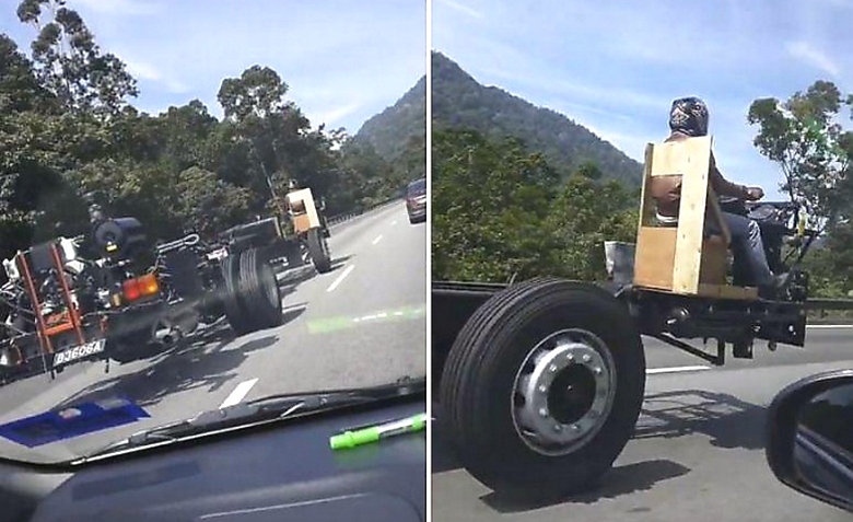 Outo ajoneuvo pääsi videokameraan Malesiassa