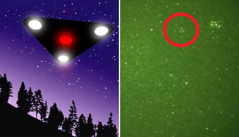Kolmiomainen UFO, joka havaittiin yötaivaalla Yhdysvaltojen yli