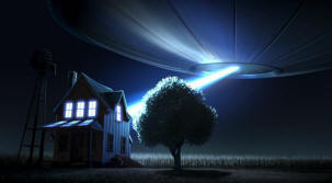 Kiinteä valonsäde nousee UFO: sta