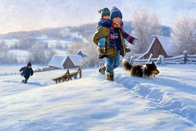Talvimaalauksia, jotka ovat täynnä onnellisuutta